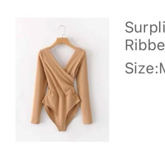 Ribbed Bodysuit V Neck - Picture 2 of 3